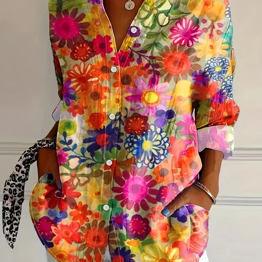 wholesale women's long-sleeved shirts, trendy all-season shirts with popular cross-border print designs, dropshipping available