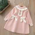 Girls' knit dress - new autumn/winter  collection - sweet bow detail, baby girl dress