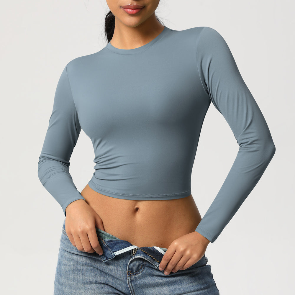 Ready-to-ship cross-border high-stretch quick-dry t-shirt yoga top pilates running workout fitness yoga long sleeve top