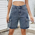 European and american cross-border women's summer new arrivals:  &  street style trendy washed denim cargo shorts (5-inch inseam)