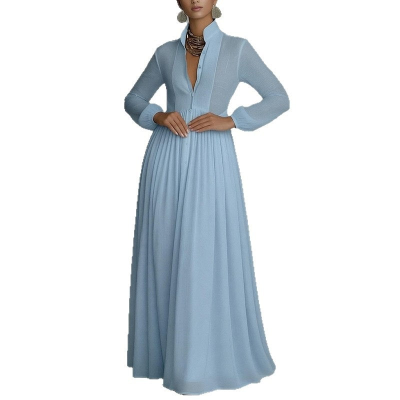 cross-border summer new european and american women's fashion elegant flowy maxi dress