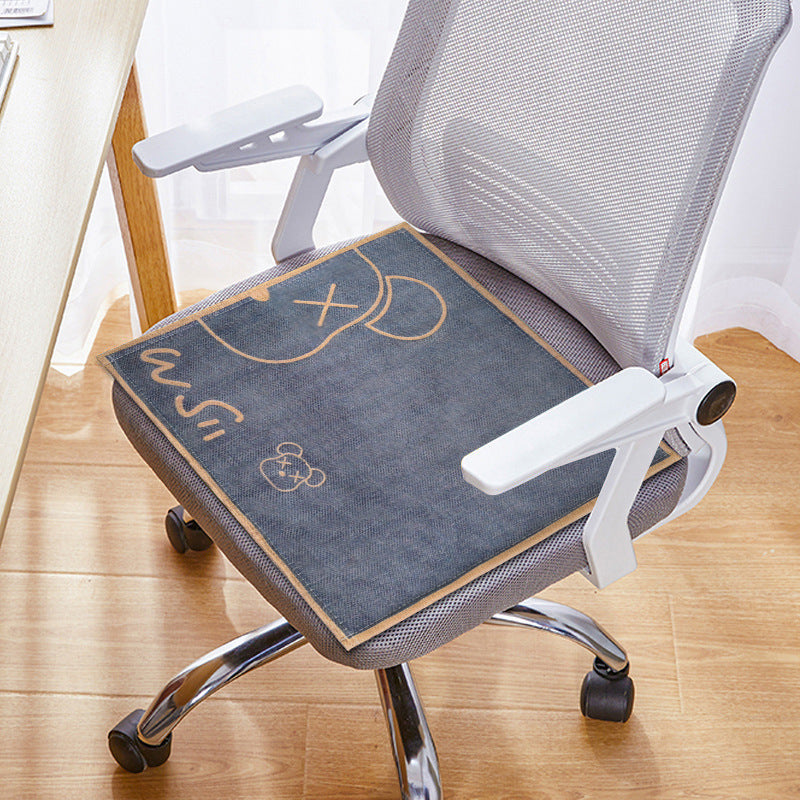 Cartoon cute ice silk seat cushion, car seat cushion, universal in all seasons, summer office seat cushion, work chair non-slip cushion