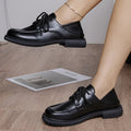 plus sizethick soletie back loafers for women spring & fallnew arrivaltie backjkflats black british small leather shoes