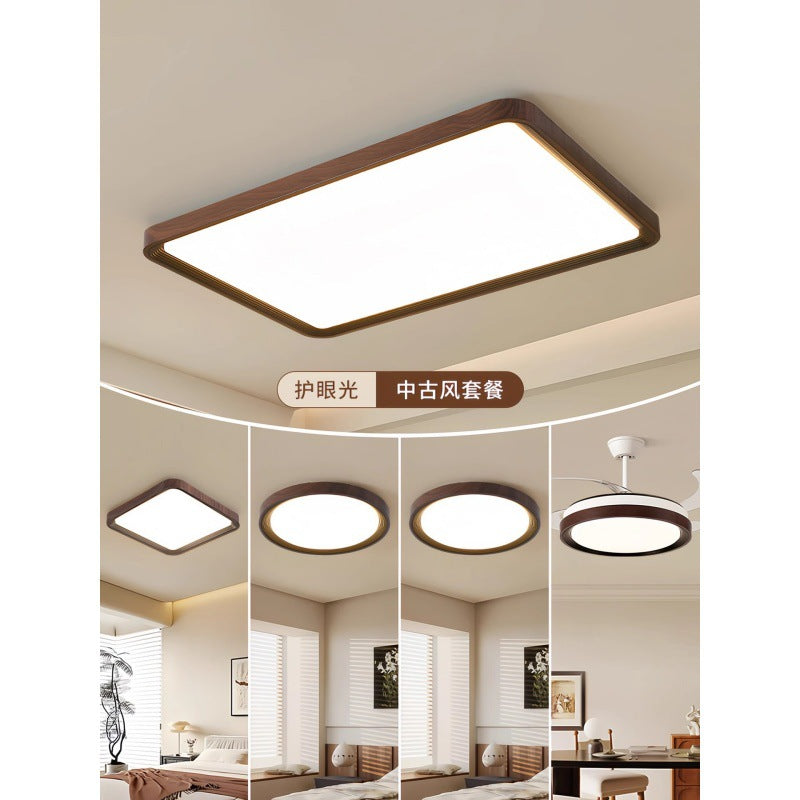 Living room lamp Ceiling lamp Retro walnut modern minimalist master lamp Bedroom Guest dining room Whole house package Lighting fixture 1