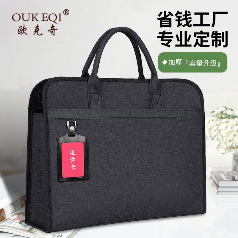 Oukeqi large capacity business briefcase office conference document bag portable business trip laptop bag print logo