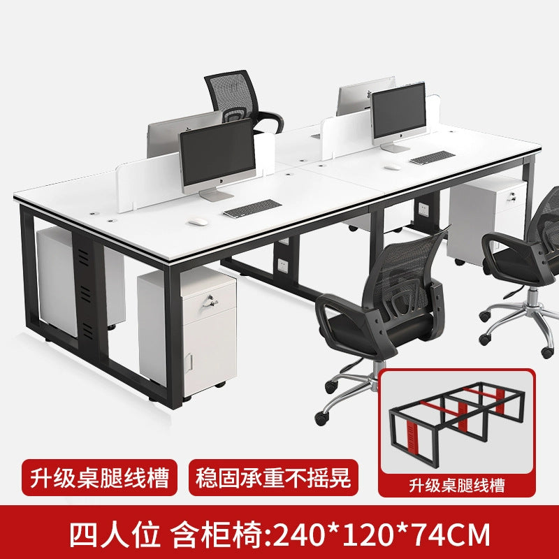 Office desk and chair set - 4, 6, or 8 seater workstation - cardboard office - minimalist modern office desk for employees