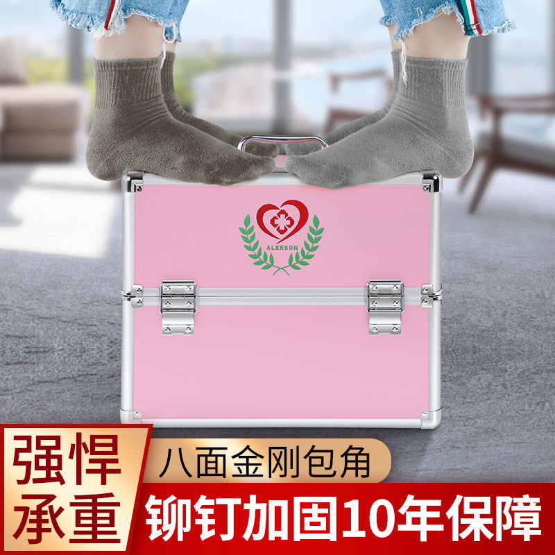 Aluminum alloy medicine box portable household large-capacity enterprise emergency first aid medicine box one piece delivery storage medical box