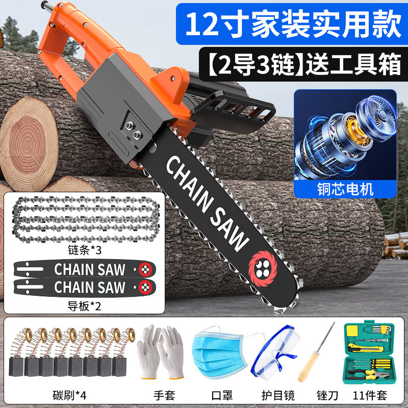 Chuangyi electric saw logging saw 220v high power electric chain saw for home plug-in small handheld electric chain saw