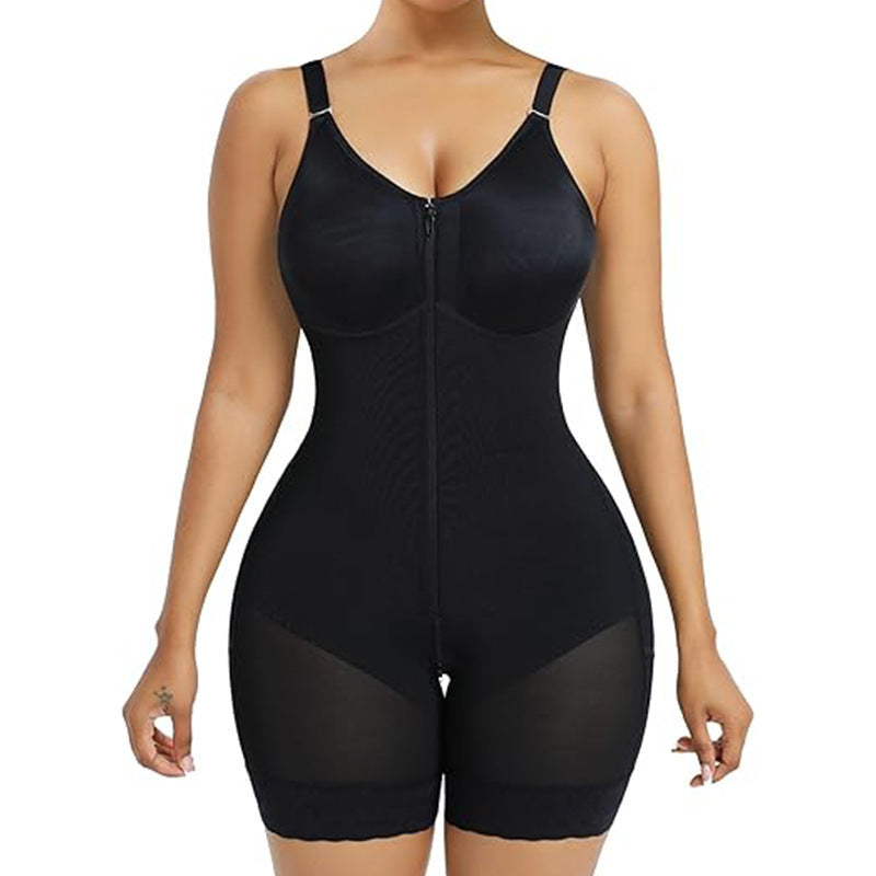 European and american plus size shapewear bodysuit - full coverage, zipper crotch, tummy control, butt lift, slimming corset