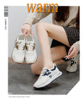 Winterfleece-linednew arrivaleasiest for matchthick sole shoes women's white shoes female students k-styleins harajuku style sports sneakers