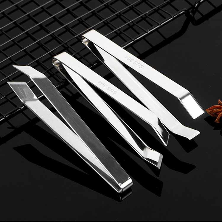 304 stainless steel slant tip tweezers - multi-purpose kitchen tool for removing hair, feathers, and fish bones. also available in 430 stainless steel flat tip tweezers