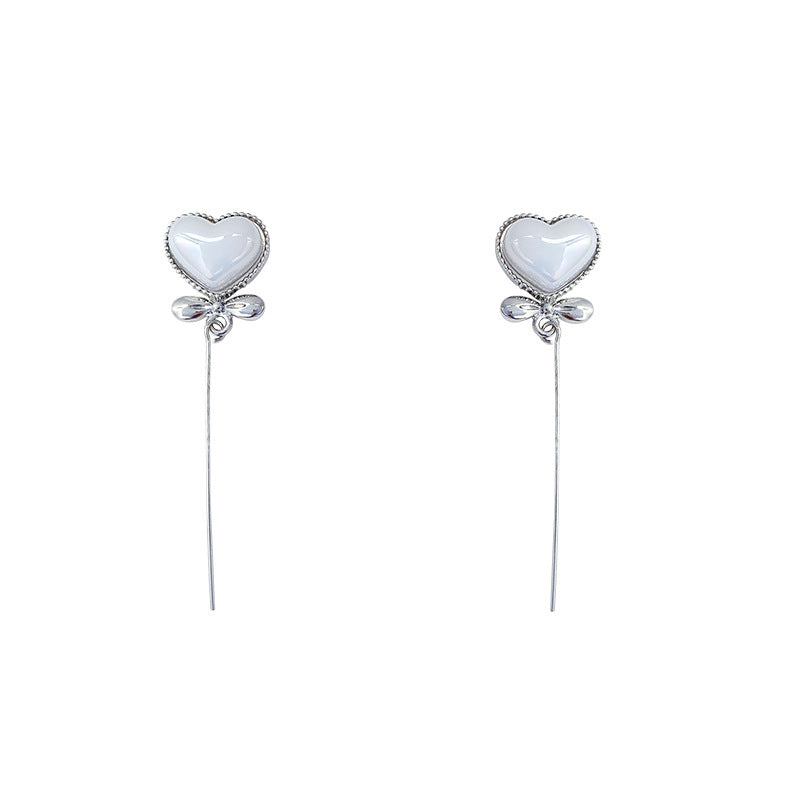 Ins trendy love pearl earrings high-end popular fashion long tassel earrings versatile elegant silver needle wholesale