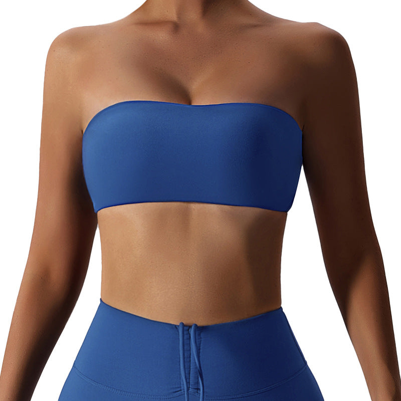 All-in-one seamless sports bra - anti-exposure bandeau top, perfect for layering, workout base layer, tight-fitting yoga top - model 8075