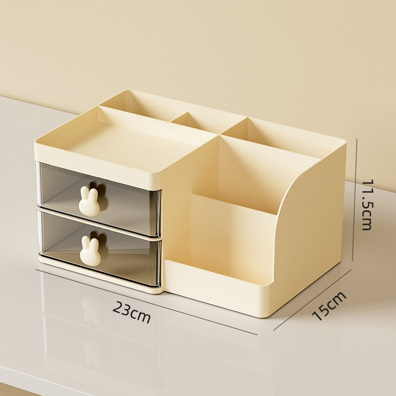Cream style pen holder storage box office with drawer dormitory table desk drawer cute stationery desktop storage rack
