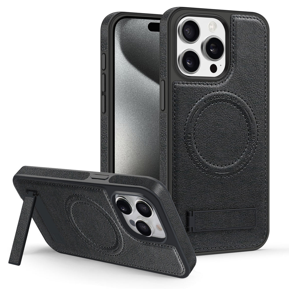 Leather stand foreign trade model compatible with iphone 16 phone case apple 17 pro max crystal shield magnetic protective cover 14
