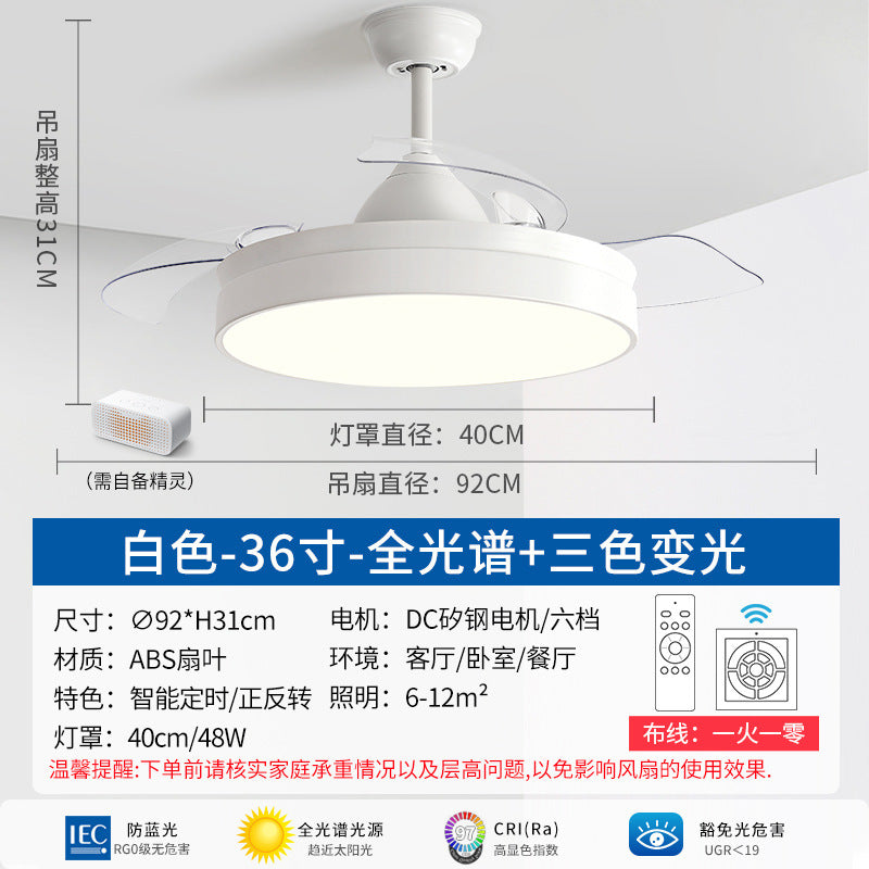 Zhongshan Lighting Fan Light 2025 New Home Living Room Invisible Ceiling Fan Light Nordic Restaurant Simple Fan Chandelier