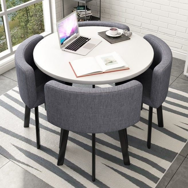 Collapsible dining table for home, small apartment, apartment, restaurant, shopfront negotiation table and chair set, reception round table