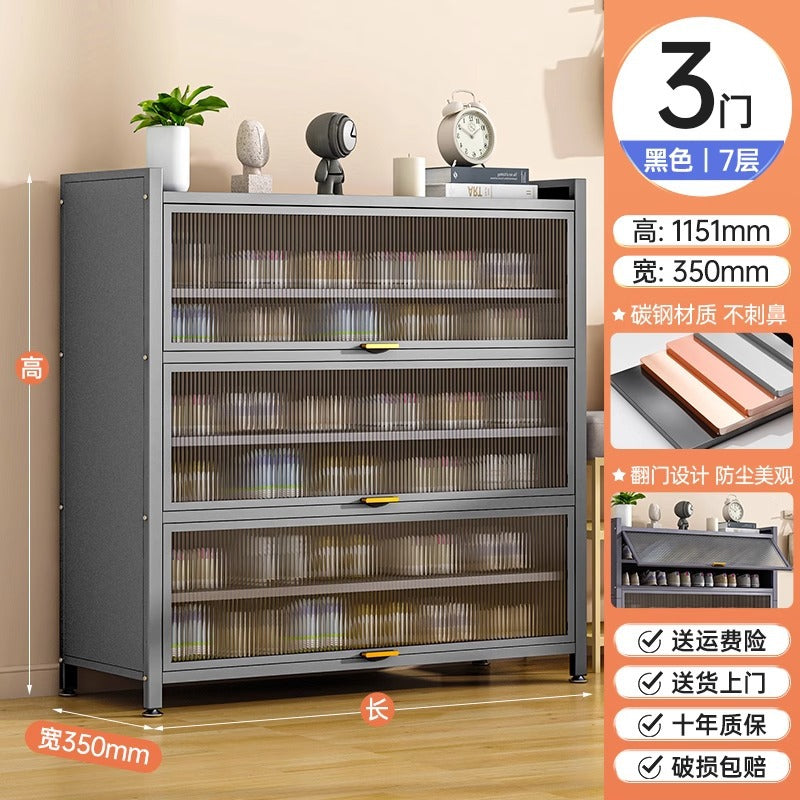 Household steel shoe cabinet dust-proof and moisture-proof shoe rack door all-in-one cabinet multi-layer floor-standing storage cabinet large-capacity storage cabinet