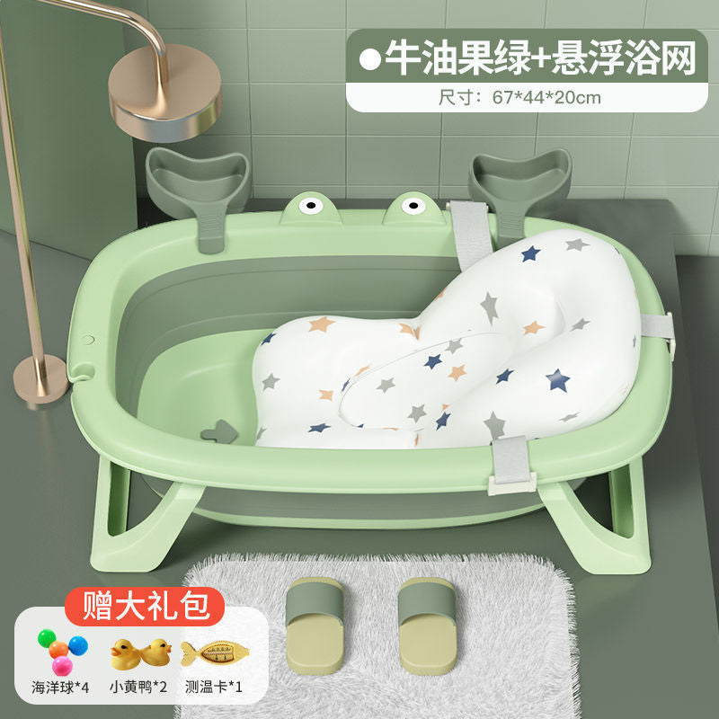 Foldable baby bathtub - plastic baby bath tub for infants and toddlers - small size, sit & lie down design - home use, newborn & infant supplies
