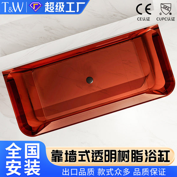 TW Traville transparent bathtub household small apartment against the wall hotel B & B Internet celebrity crystal color factory direct sales