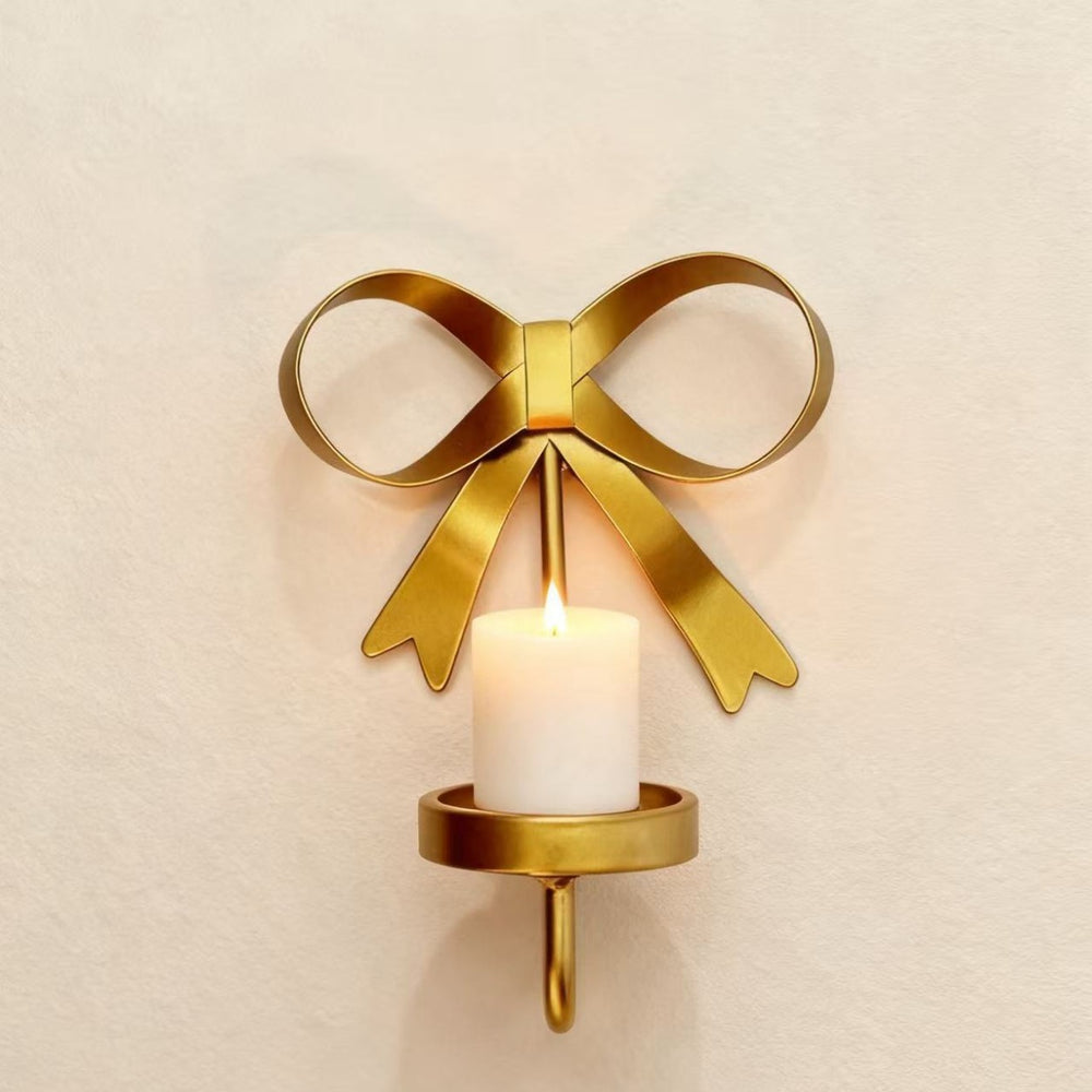 2025 new gold iron candlestick romantic atmosphere wedding valentine's day christmas bow decorative candlestick