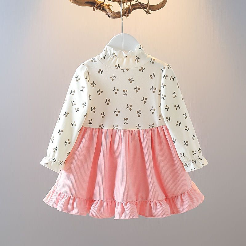 Girls' spring/autumn dress - faux two-piece set - autumn trendy baby outfit -  chic style