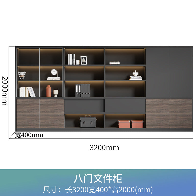 Wooden office file cabinet, executive bookcase, background cabinet, document storage cabinet, minimalist modern glass door cabinet