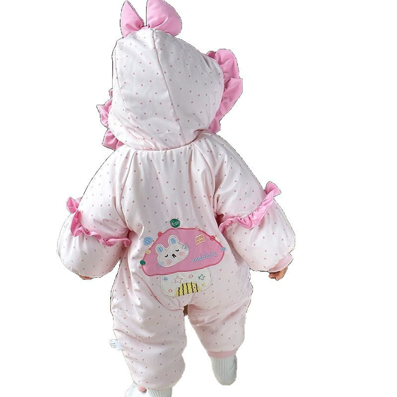 Winter outing clothes baby onesie romper baby onesie thickenedautumfleece-lined super cute winter clothes trendy
