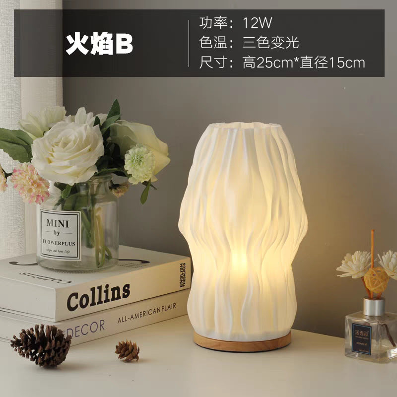 French cream style 3d solid wood table lamp - living room, bedroom, bedside, trendy romantic ambiance decorative ornament night light