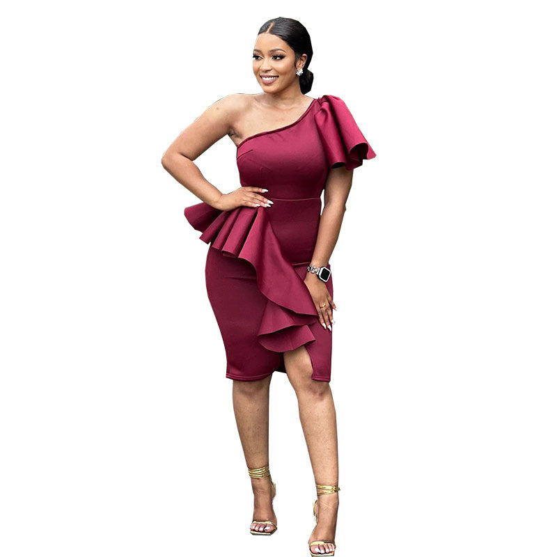 sourcing:  new women's off-the-shoulder, cinched-waist, bodycon, professional-style fashion dress