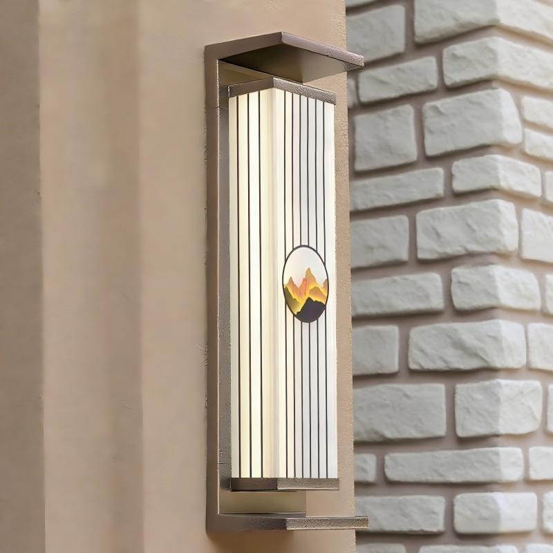 Outdoor solar wall lights for villa entryways, pillar lights, solar powered lighting, gatehouse lights, new chinese style wall sconces, courtyard lights