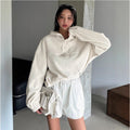 Pure colorletterembroiderprintinghooded sweatshirtloose lazy style stand collar with zipperfashion cross-borderautumnew arrival