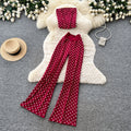 K-style high waist polka dot casualcasualtwo-piece set female summer lazy style slimming look silmsuitelegant outfit