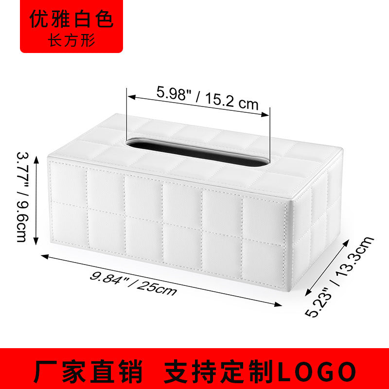 Light luxury tissue box Living room coffee table Premium desktop leather paper box Home hotel restaurant High value paper box