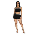C6966 cross-border   independent station fashion women's solid color camisole and shorts two-piece set