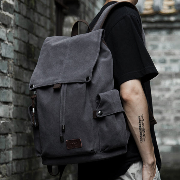 New backpack men's backpack canvas bag computer bag commuting large capacity rucksack travel bag college student schoolbag
