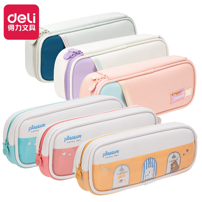 Deli Stationery Children's Student Pencil Bag Stationery Box Student Storage Bag Stationery Bag Large Capacity Cartoon Pencil Case