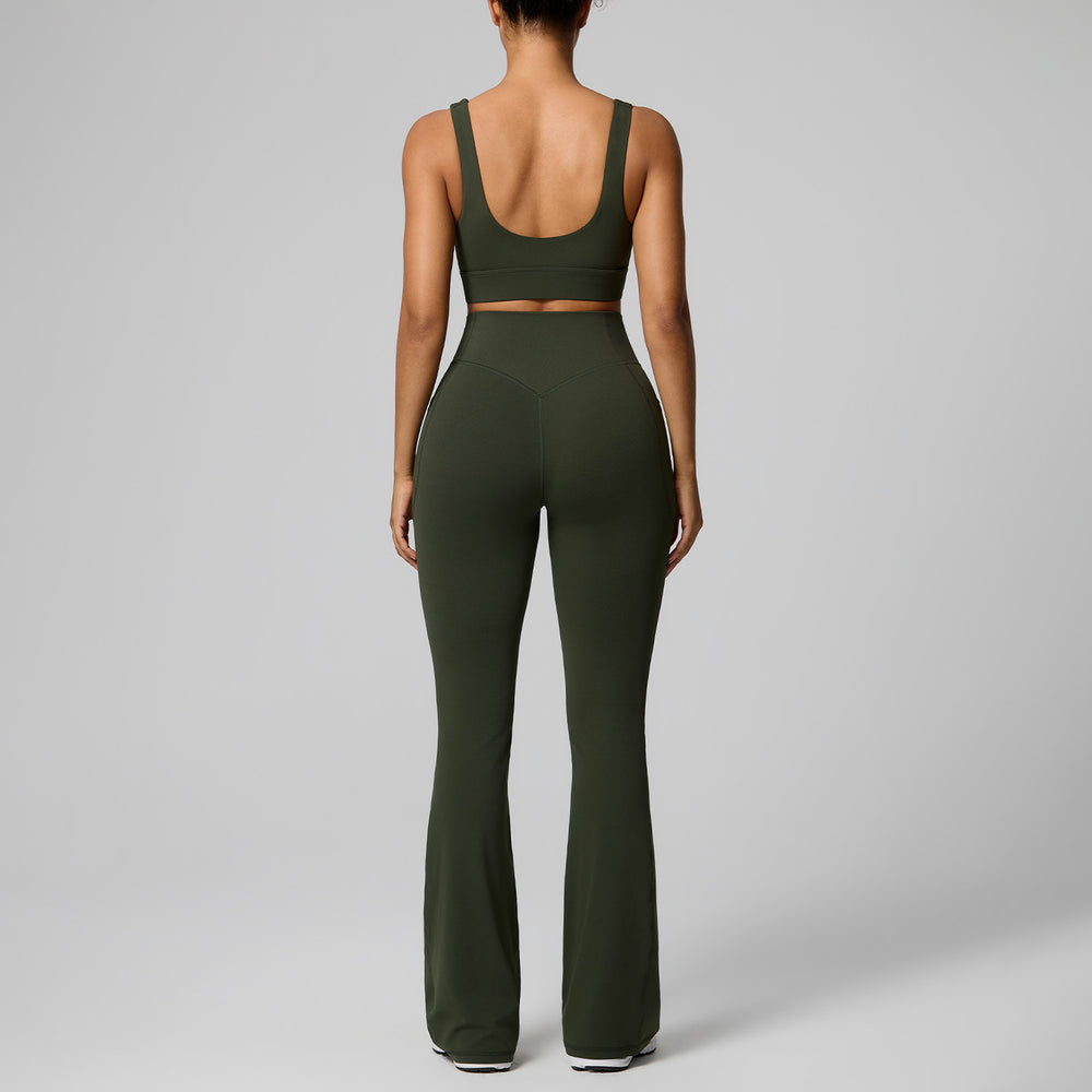 new women's activewear set: quick-dry running workout two-piece, pilates wide-leg yoga outfit