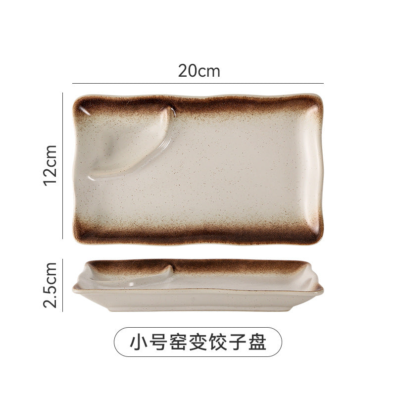 Sushi plate rectangular flat plate japanese ceramic tableware for homedumpling plate compartment plate creative western food plate dessert plate