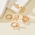 Wholesale geometric rings: european and american cross-border jewelry, women's irregular line hollow design, ins-style stackable ring set