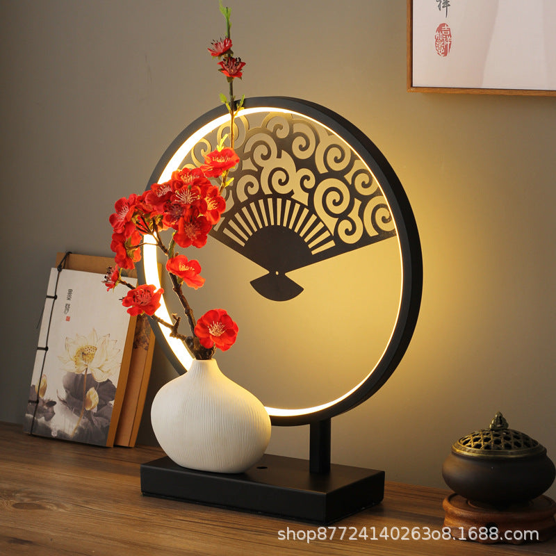 New chinoiserie table lamp bedroom bedside lamp zen ornaments wedding girl lotus creative gift home remote control lotus