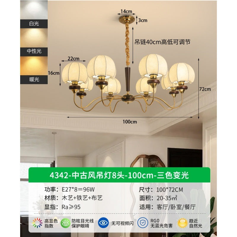 French retro style living room chandelier 2024 new medieval bedroom main light creative Nanyang restaurant lighting E
