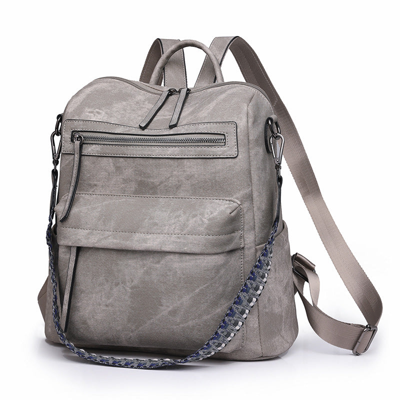 Cross-border backpack bags backpack women's PU soft leather versatile large-capacity dual-purpose shoulder bag women's backpack