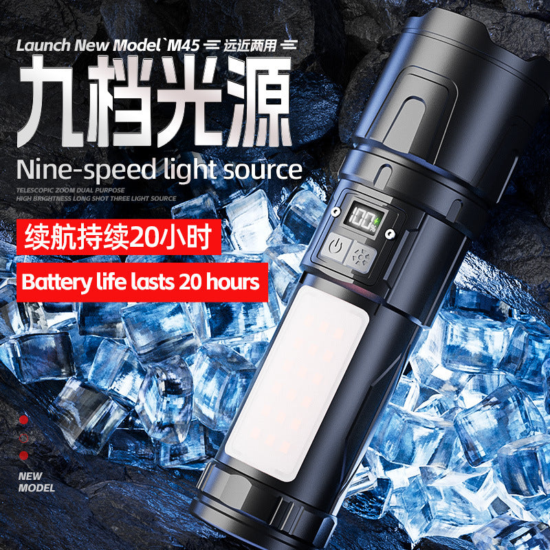 Cross-border new multi-functional charging flashlight convenient flashlight super bright aluminum alloy long battery life long-range flashlight strong light