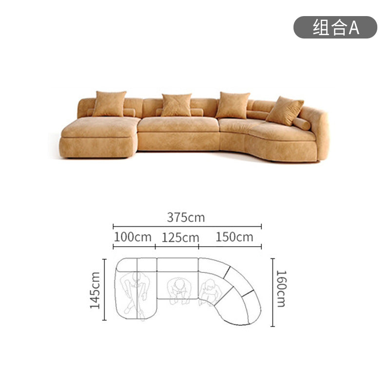 New arrival modern normcore cream style accessible luxury curved fabric sofa living room special-shaped zaji style sofa combination