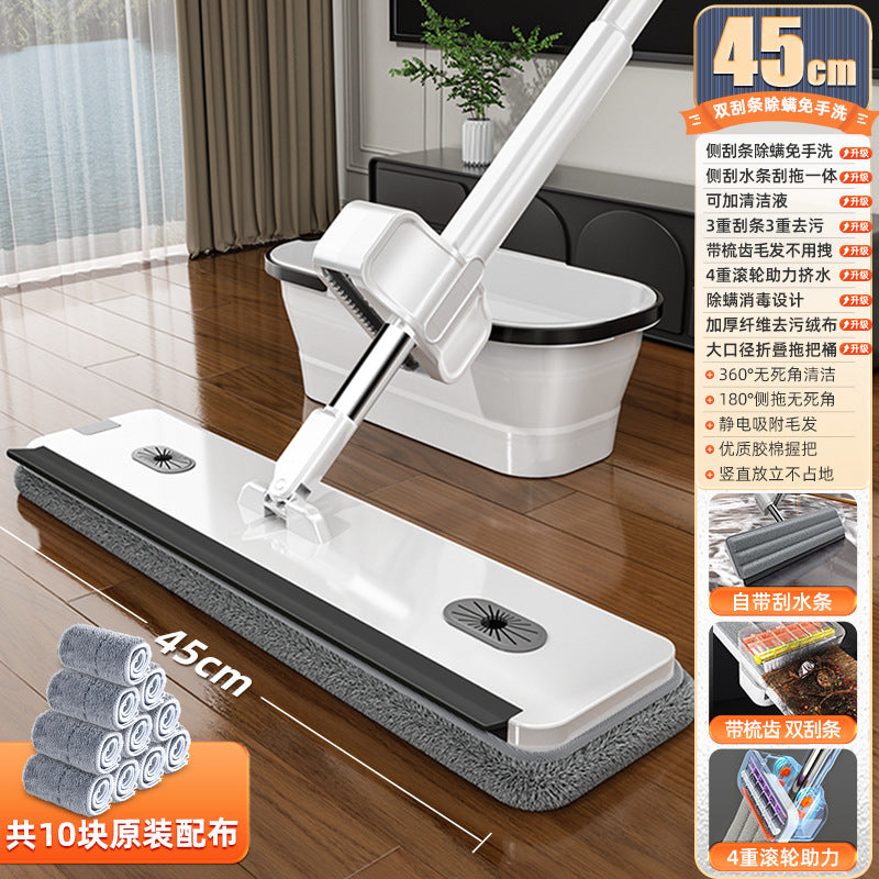 Lazy mop - hands-free cleaning for home: one-step mopping, powerful suction, flat mop head, floor mop, floor cleaning gadget