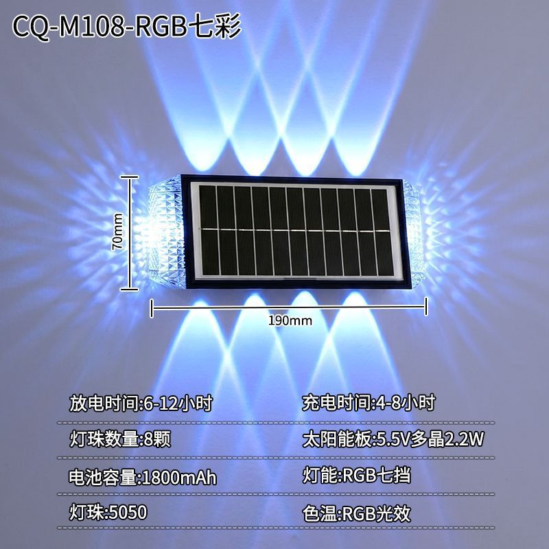 Solar powered outdoor wall washer lights - waterproof garden landscape lighting for decorative ambiance