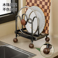 Medieval style countertop pot lid chopping board rack carbon steel kitchen cutting board rack pot spatula spoon vertical drain rack