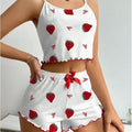 Hot-selling new european and american ribbed knit pajama set - trendy design, cross-border export, printed sweet cami and shorts