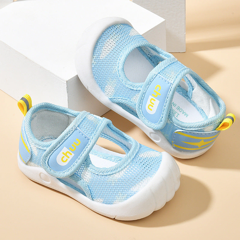 Baby sandals for boys, summer first walker shoes, 0-1-2 years old infant anti-slip soft sole mesh shoes for babies and toddlers, baby girl shoes